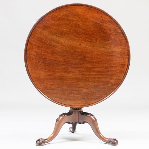 Chippendale Carved Mahogany Tilt-Top Tripod Table, New York