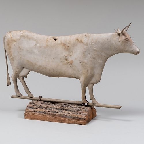 Painted Copper Cow Weathervane, Cushing and White
