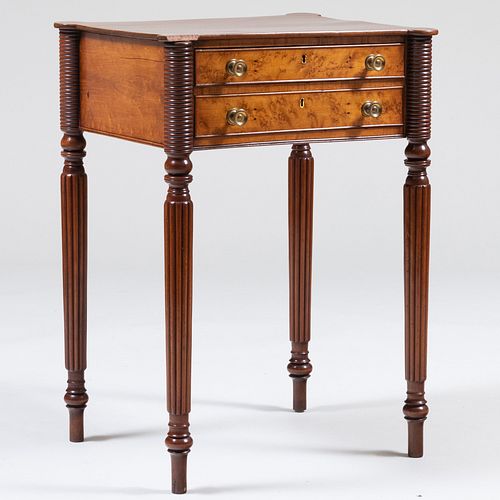 Federal Mahogany and Maple Work Table, Massachusetts 