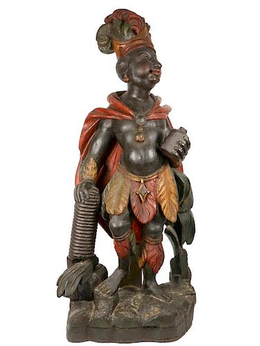 RARE AND IMPORTANT WILLIAM RUSH CARVED TRADE FIGURE