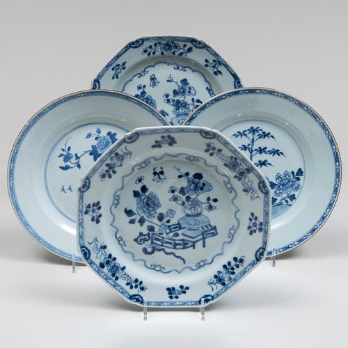  Group of Four Chinese Blue and White Porcelain Plates 