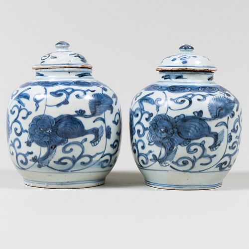Pair of Chinese Blue and White Cargo Porcelain Jars