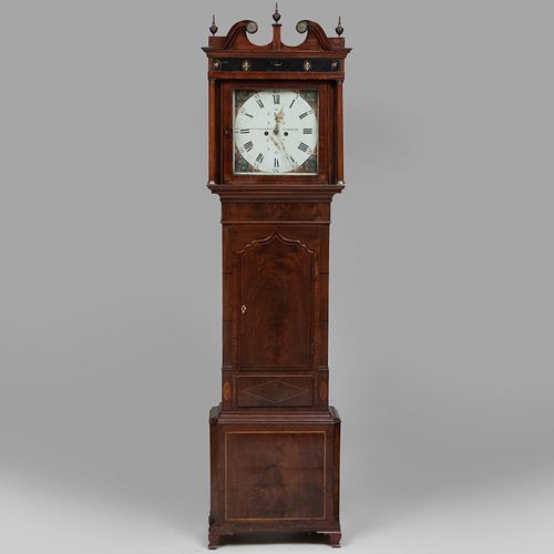 George IV Inlaid Mahogany Tall Case Clock, dial signed Wignall & Sons, Ormskirk                           