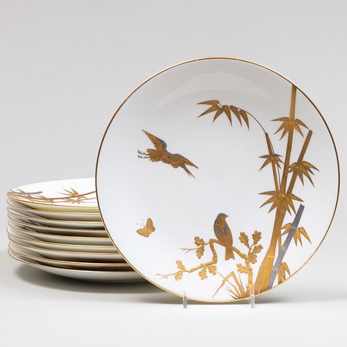 Set of Ten Minton Chinoiserie Porcelain Plates 