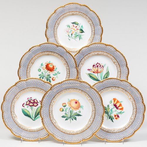 Set of English Botanical Dessert Plates