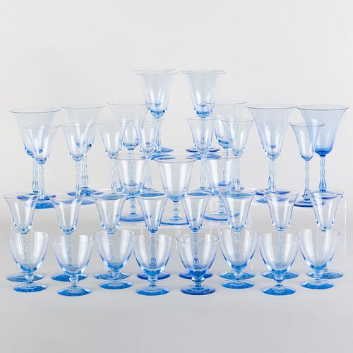 Set of Blue Glass Stemware