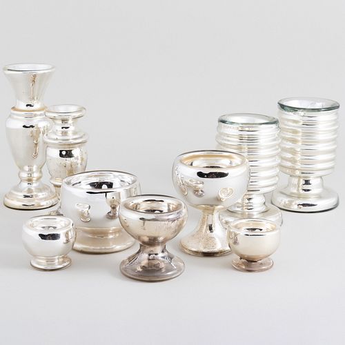 Group of Mercury Glass Table Articles