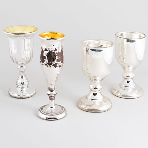 Four Mercury Glass Goblets