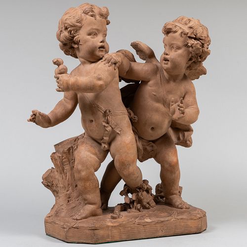 Pair of Terracotta Putti at Play