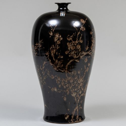 Japanese Brown Glazed Earthenware Vase