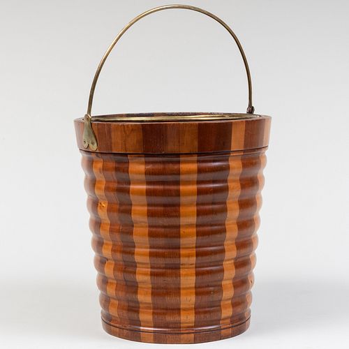Dutch Brass and Fruitwood Peat Bucket