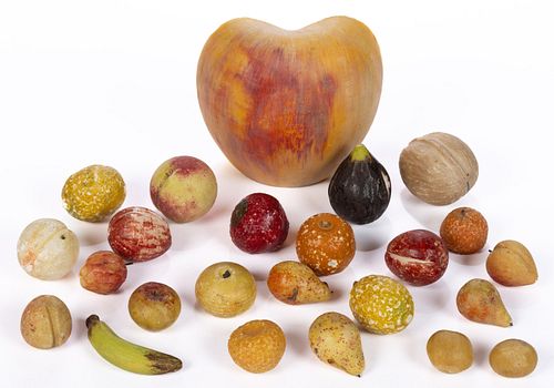 ASSORTED FIGURAL STONE FRUIT AND NUTS, LOT OF 24