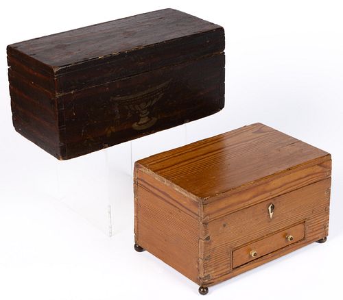 AMERICAN MINIATURE BOXES / CHESTS, LOT OF TWO