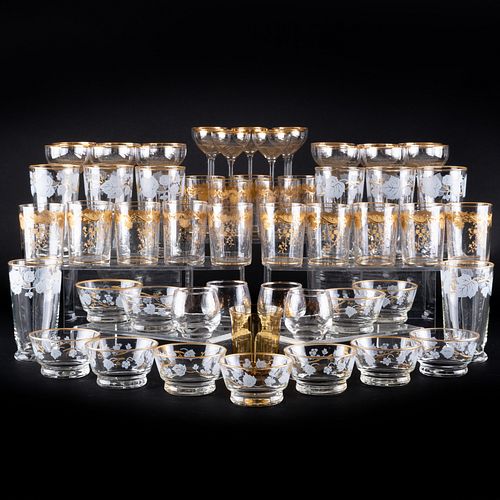 Assembled Set of Gilt Decorated Glassware