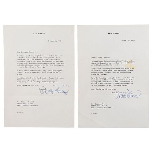 Walt Disney (2) Typed Letters Signed on Snow White and Ferdinand the Bull