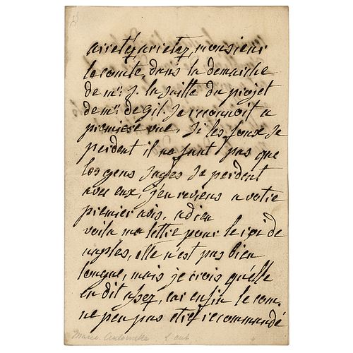 Marie Antoinette Handwritten Letter to Austrain Ambassador