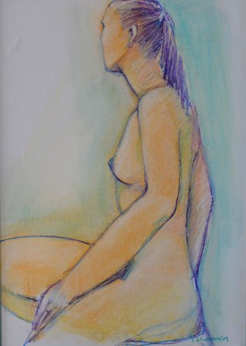 Ruby Newman " Sitting Nude " Figurative Pastel 