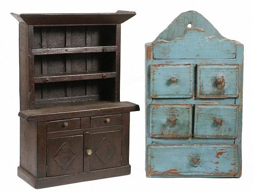 (2) MINIATURE COUNTRY CUPBOARDS