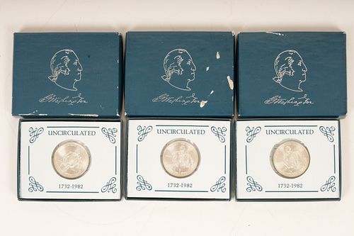 3 .900 Silver George Washington Half Dollar Coins