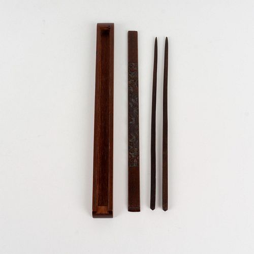 Chinese Wooden Box with Chopsticks