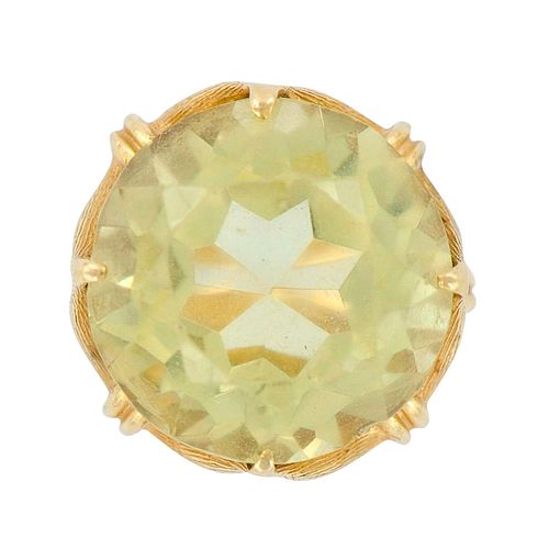 14K Yellow Gold and Yellow Quartz Cocktail Ring