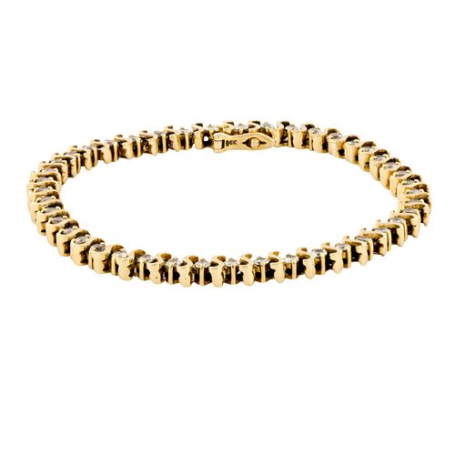 14K Yellow Gold and Diamonds Tennis Bracelet