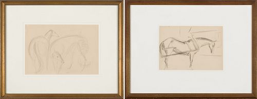 Oscar Bluemner (Am. 1867-1938), Two Works, Graphite on paper, framed under glass