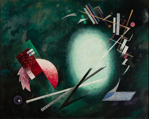 Rolph Scarlett (Can. 1889-1984), Green Universe, Mixed media on paperboard laid to panel, framed