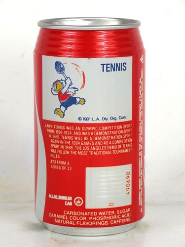 1980 Coca Cola Olympics Tennis 12oz Can Los Angeles