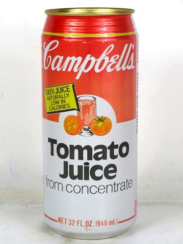 1989 Campbell&#39;s Tomato Juice Test 32oz Can 32oz One Quart Undocumented