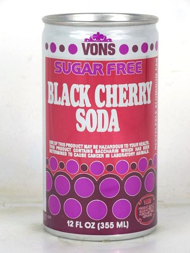 1978 Von's Diet Black Cherry Soda 12oz Can Los Angeles California