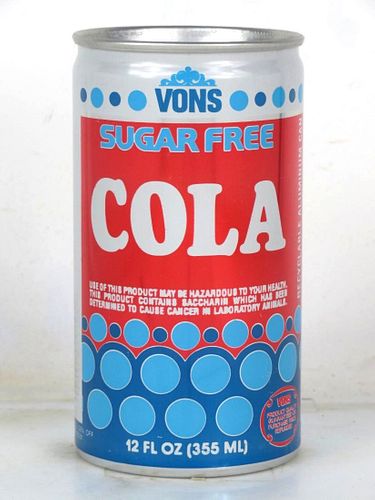 1978 Von's Diet Cola 12oz Can Los Angeles California