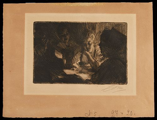 Anders Zorn "The New Ballad" Etching 1903