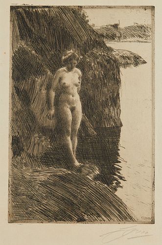 Anders Zorn "Precipice/Braddjup" Etching 1909