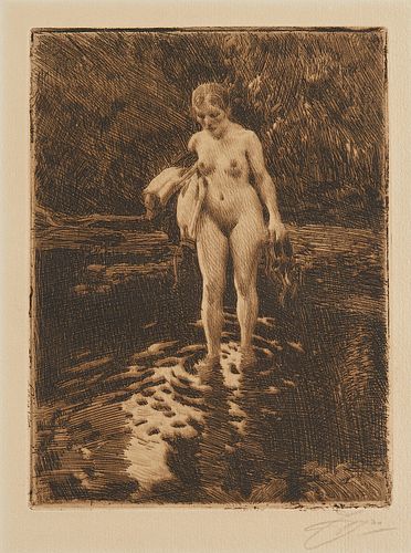 Anders Zorn "The Ford/Vadstallet" Etching 1912