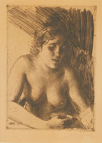 Anders Zorn "Bust" Etching 1916