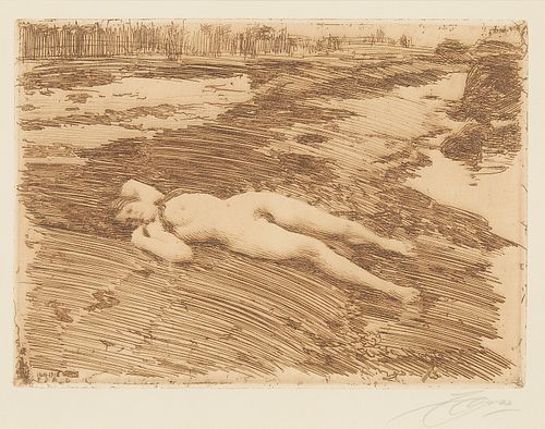Anders Zorn "On the Sands" Etching 1916