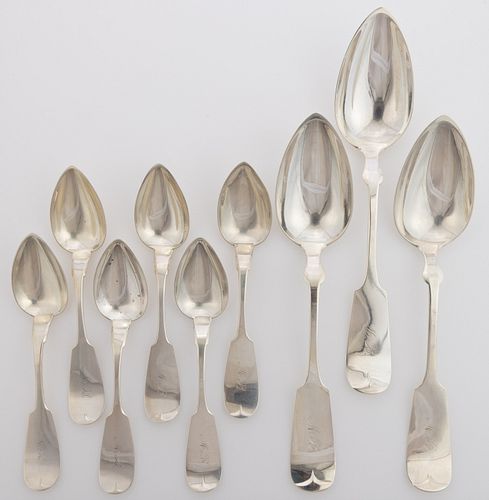 SYRACUSE, NEW YORK COIN SILVER SPOONS, SET OF NINE