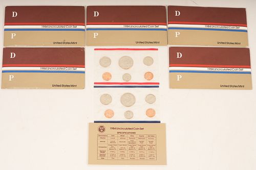 Five 1984 U.S. Mint Uncirculated Coin Sets 