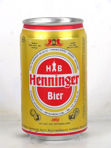 1990 Henninger 350ml Beer Can Germany To Greece