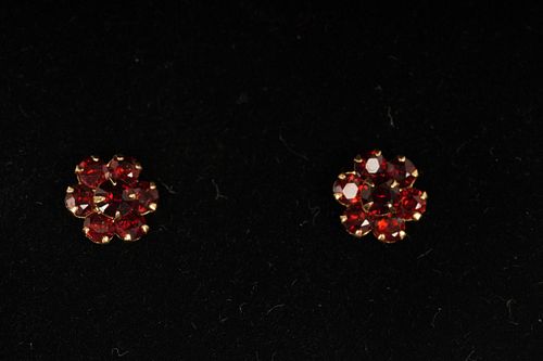 .83g TW 14K Gold Ruby Earrings 