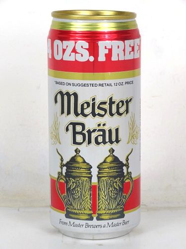 1985 Meister Brau Beer "4oz Free" 16oz One Pint Undocumented Eco-Tab Milwaukee Wisconsin