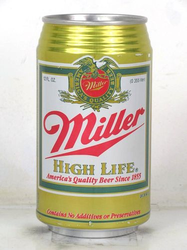 1989 Miller High Life Beer (S.G. Warning) 12oz Undocumented Bank Top Milwaukee Wisconsin