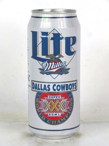 1995 Miller Lite Beer Dallas Cowboys Super Bowl XXX 16oz One Pint Undocumented Eco-Tab Fort Worth Texas