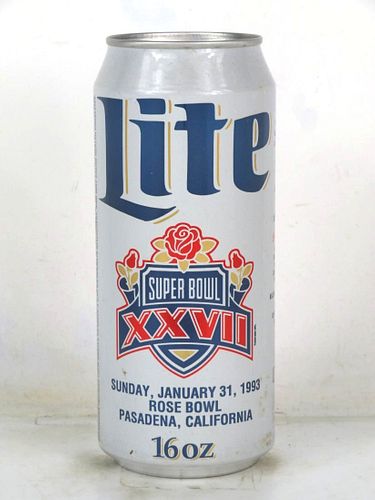 1993 Miller Lite Beer Super Bowl XXVII 16oz One Pint Undocumented Bank Top Fort Worth Texas