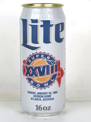 1994 Miller Lite Beer Super Bowl XXVIII Football 16oz One Pint Undocumented Bank Top Fort Worth Texas