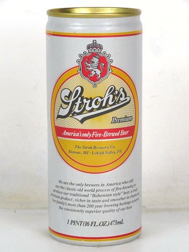 1980 Stroh's Beer 16oz One Pint Undocumented Eco-Tab Detroit Michigan