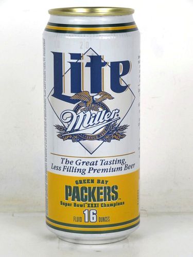1997 Miller Lite Beer Green Bay Packers Super Bowl XXXI 16oz One Pint Undocumented Eco-Tab Fort Worth Texas