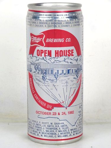 1991 Miller Open House Reidsville Container Division 16oz One Pint Undocumented Eco-Tab Fort Worth Texas