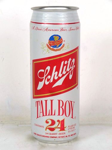 1989 Schlitz Beer "Tall Boy" 24oz Undocumented Flat Top Detroit Michigan